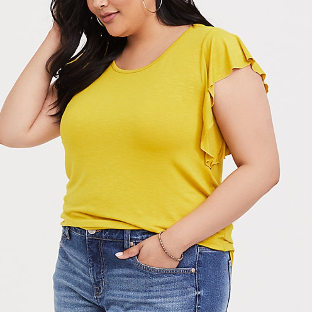 Torrid 3X Top Shirt Tee Ruffle Flutter Sleeve Plus_2